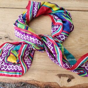 Vintage Oscar de la‎ Renta STUDIO Scarf Colorful Geometric Print 34" Square